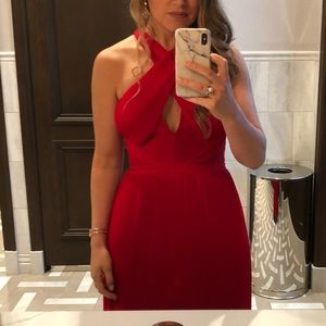 Cherry red, floor length formal dress